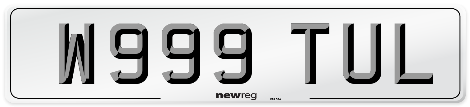 W999 TUL Number Plate from New Reg